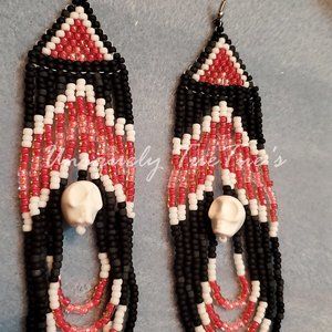 beaded skull earrings